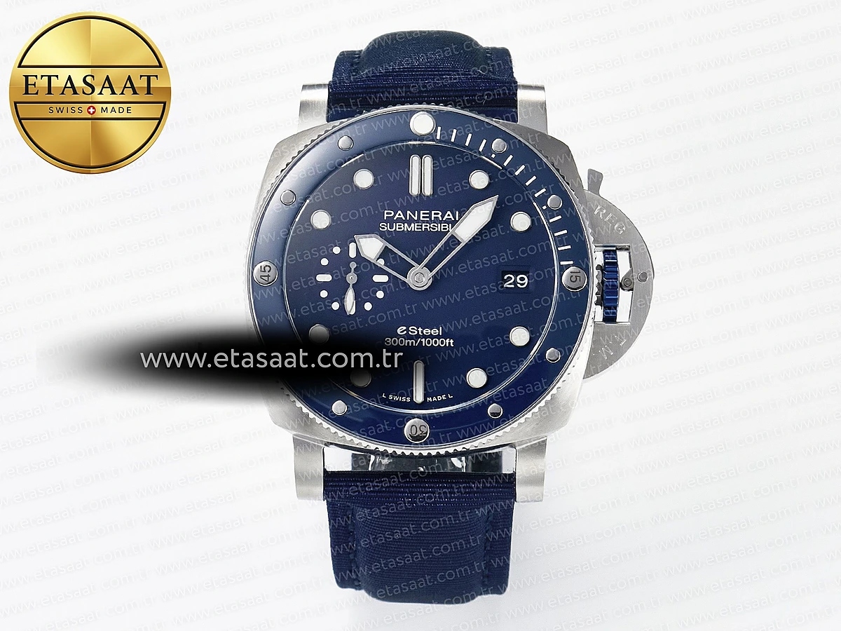 Panerai PAM1289 V TTF Mavi Kadran Kumaş Kayış P900 Eta Saat - 1:1 Süper Klon Replika Saat