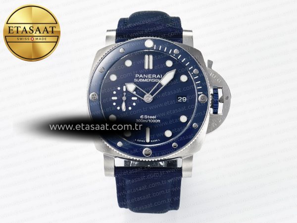 Panerai PAM1289 V TTF Mavi Kadran Kumaş Kayış P900 Eta Saat - Görsel 3 - 1:1 Süper Klon Saat