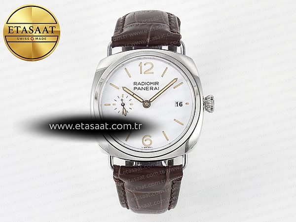 Panerai PAM1292 Radiomir 40mm TTF Beyaz Kadran Kahve P900 Eta Saat - 1:1 Süper Klon Replika Saat