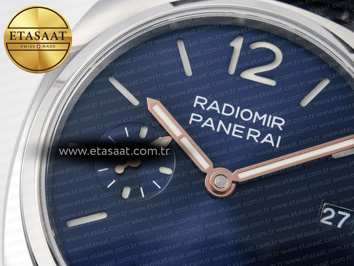 Panerai PAM1293 Radiomir 40mm TTF 1:1 Best Edition Blue Dial on Blue Leather Strap P900 - Görsel 10