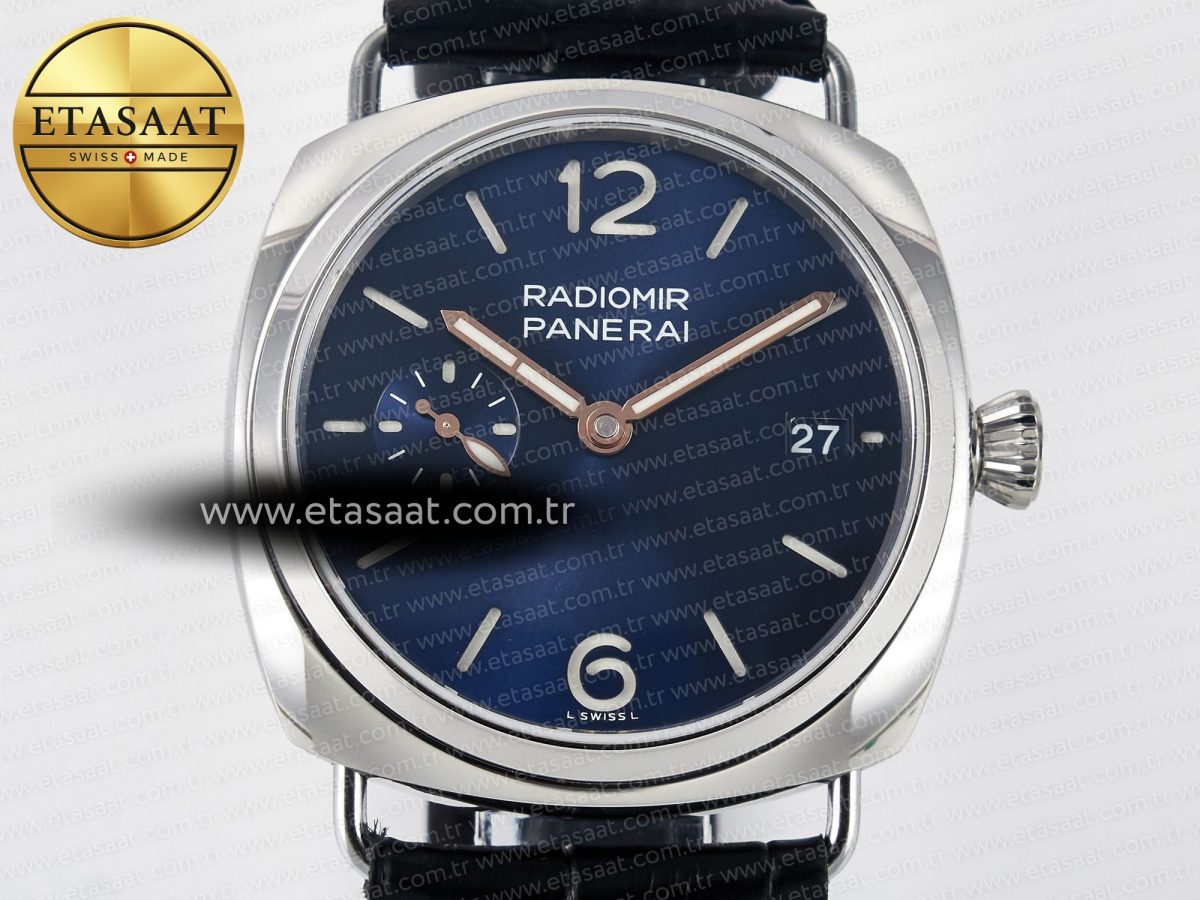 Panerai PAM1293 Radiomir 40mm TTF 1:1 Best Edition Blue Dial on Blue Leather Strap P900 - Görsel 4
