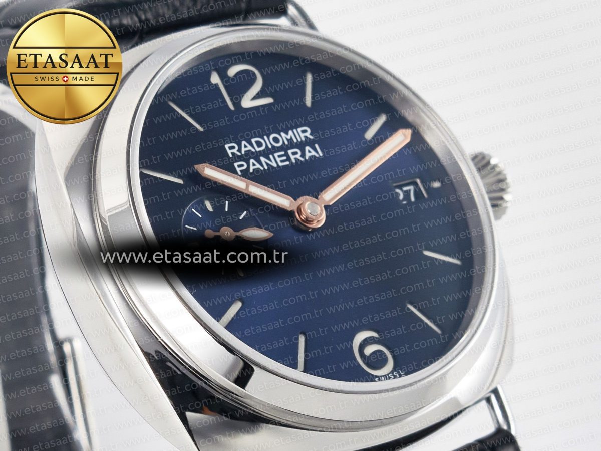Panerai PAM1293 Radiomir 40mm TTF 1:1 Best Edition Blue Dial on Blue Leather Strap P900 - Görsel 5