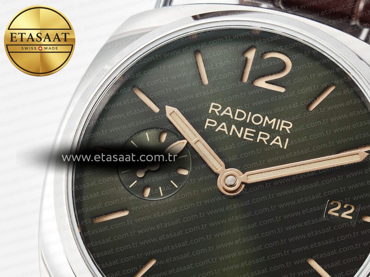 Panerai PAM1386 Radiomir 40mm TTF 1:1 Best Edition Green Dial on Brown Leather Strap P900 - Görsel 10