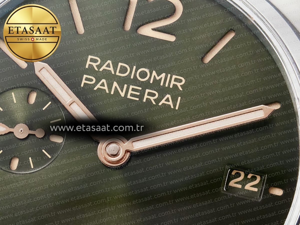 Panerai PAM1386 Radiomir 40mm TTF 1:1 Best Edition Green Dial on Brown Leather Strap P900 - Görsel 11