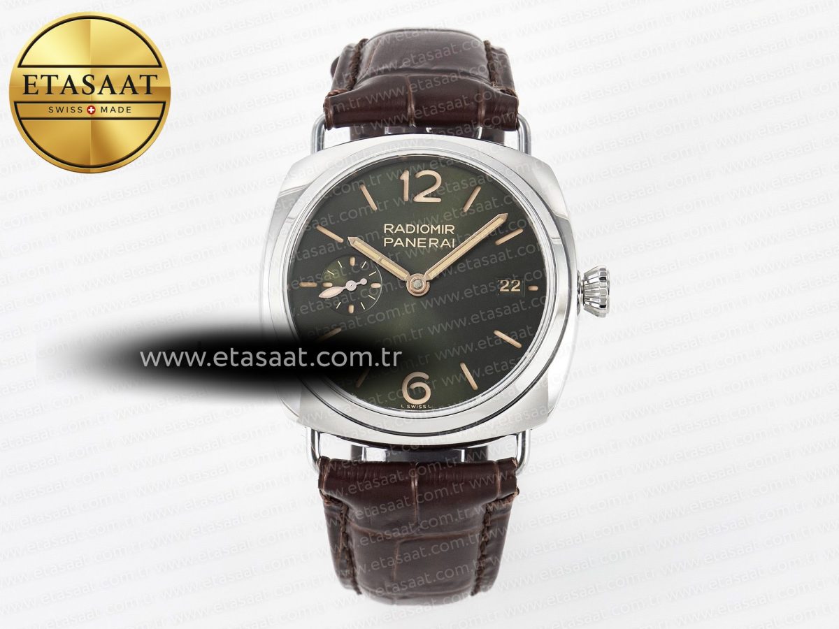 Panerai PAM1386 Radiomir 40mm TTF 1:1 Best Edition Green Dial on Brown Leather Strap P900 - Görsel 3