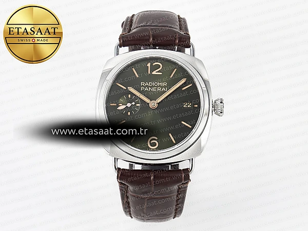Panerai PAM1386 Radiomir 40mm TTF Yeşil Kadran Kahve P900 Eta Saat - 1:1 Süper Klon Replika Saat