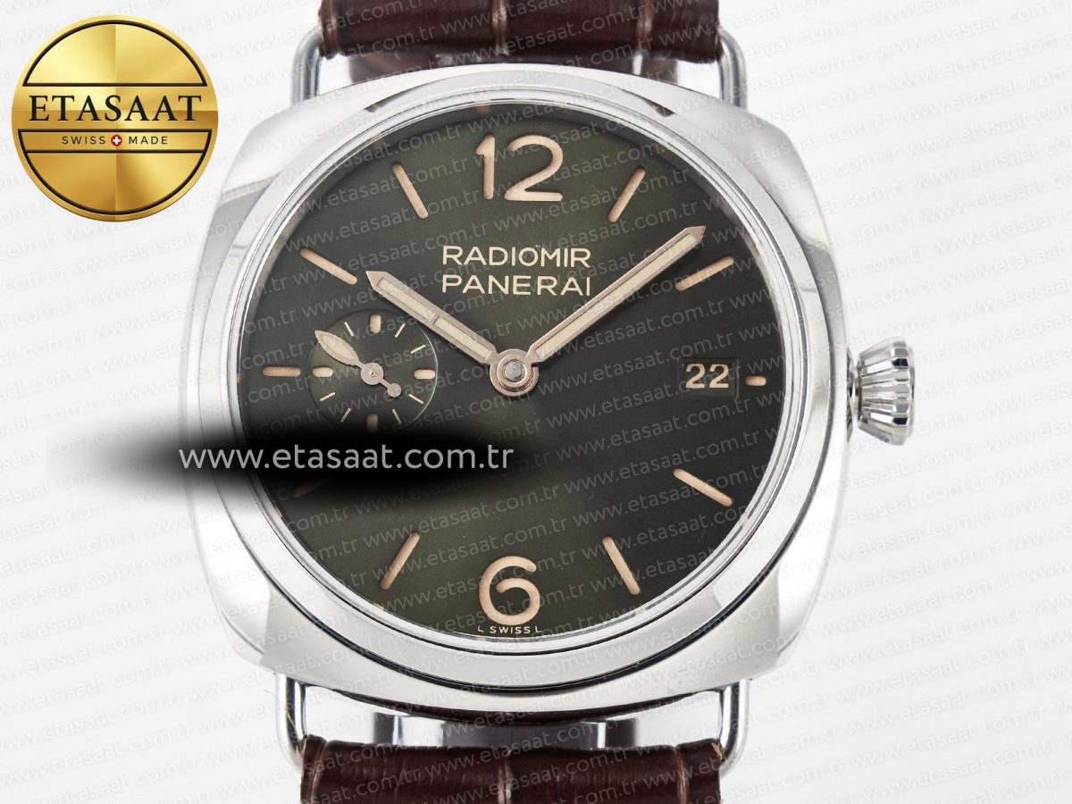 Panerai PAM1386 Radiomir 40mm TTF 1:1 Best Edition Green Dial on Brown Leather Strap P900 - Görsel 4
