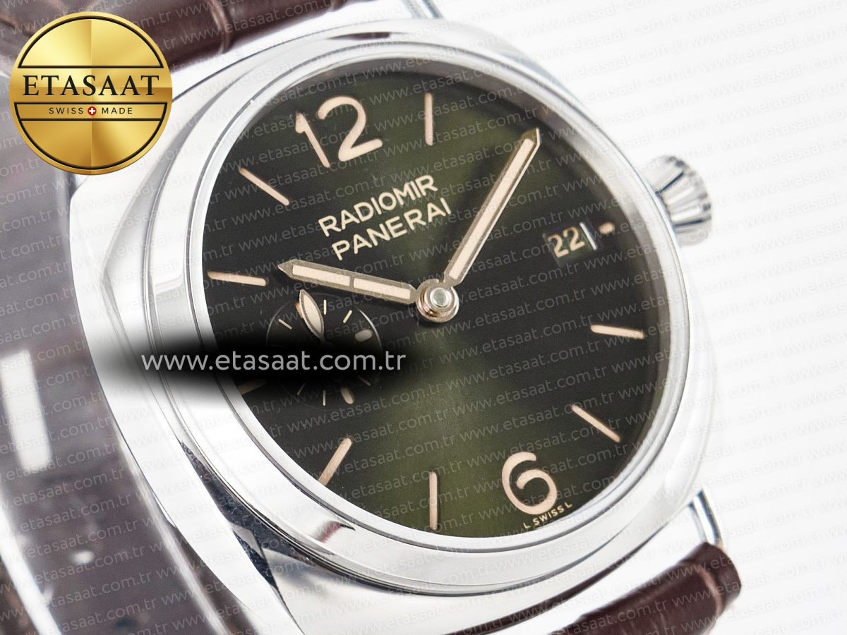 Panerai PAM1386 Radiomir 40mm TTF 1:1 Best Edition Green Dial on Brown Leather Strap P900 - Görsel 5