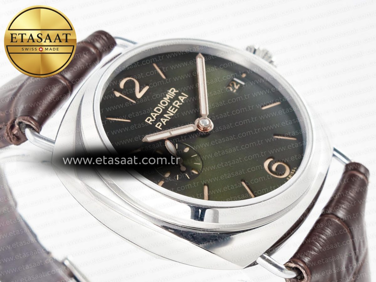 Panerai PAM1386 Radiomir 40mm TTF 1:1 Best Edition Green Dial on Brown Leather Strap P900 - Görsel 7