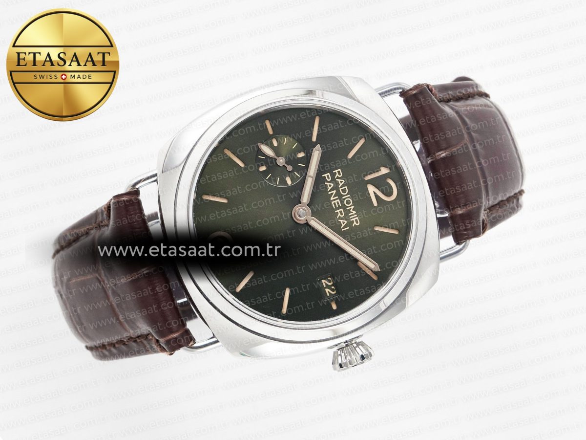 Panerai PAM1386 Radiomir 40mm TTF 1:1 Best Edition Green Dial on Brown Leather Strap P900 - Görsel 8