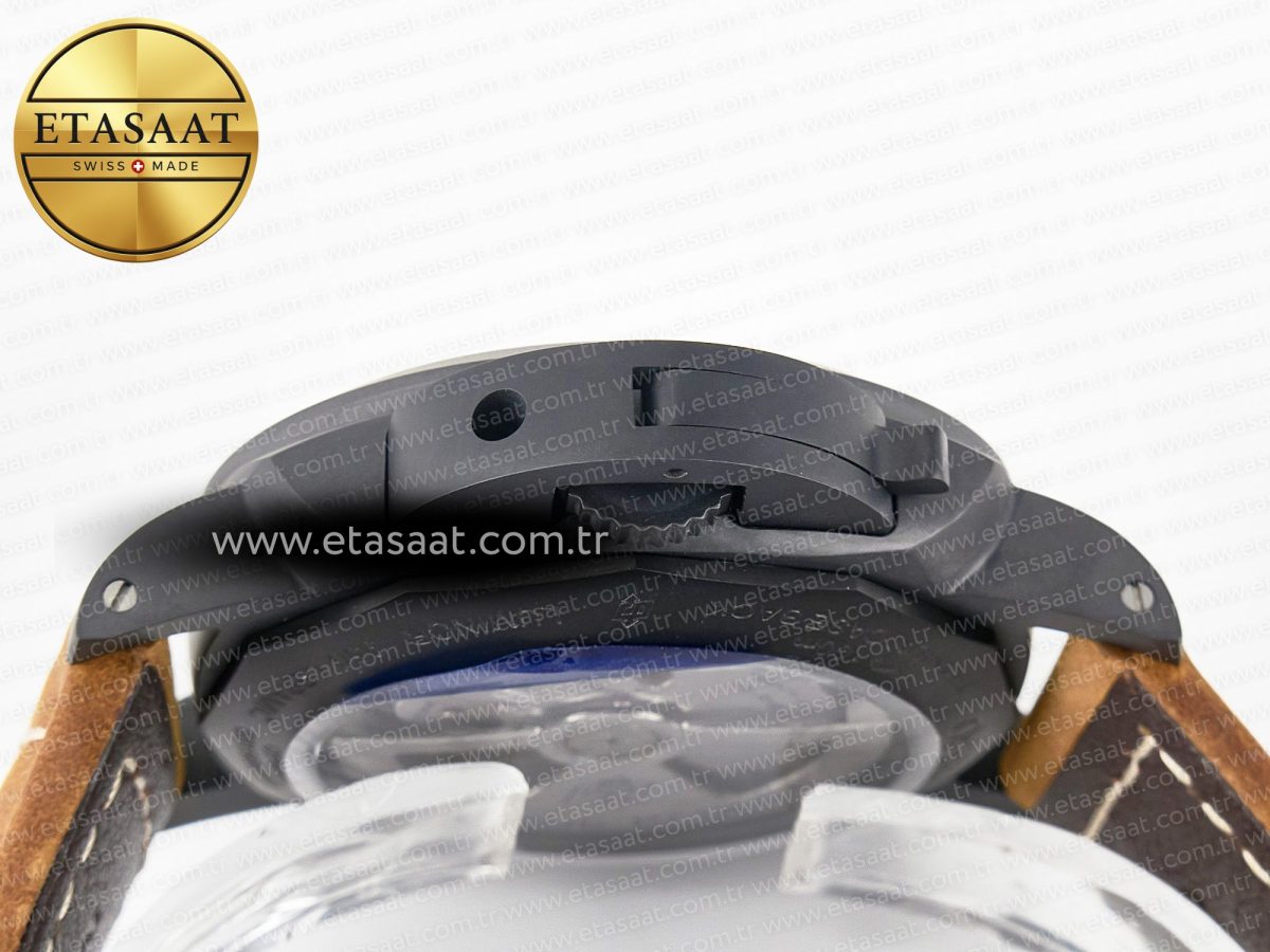 Panerai PAM441 Luminor Due VSF Best Edition Black Dial Black Carbon Bezel on Brown Asso Strap AXXXIV - Görsel 16