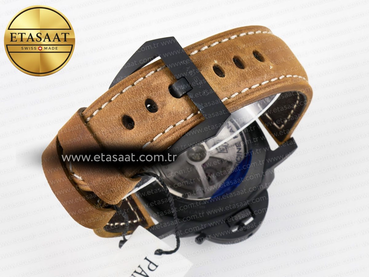 Panerai PAM441 Luminor Due VSF Best Edition Black Dial Black Carbon Bezel on Brown Asso Strap AXXXIV - Görsel 17