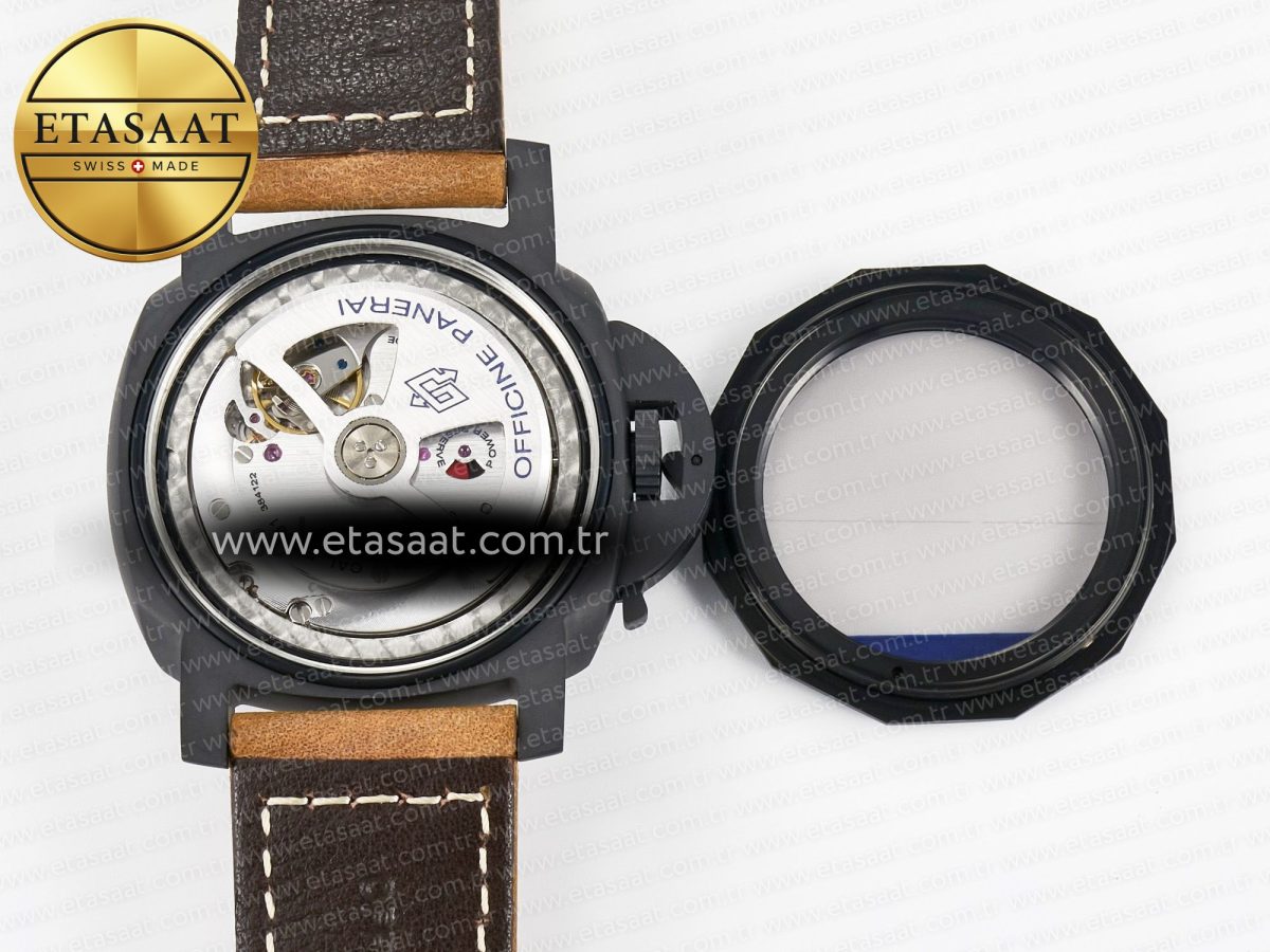 Panerai PAM441 Luminor Due VSF Best Edition Black Dial Black Carbon Bezel on Brown Asso Strap AXXXIV - Görsel 19
