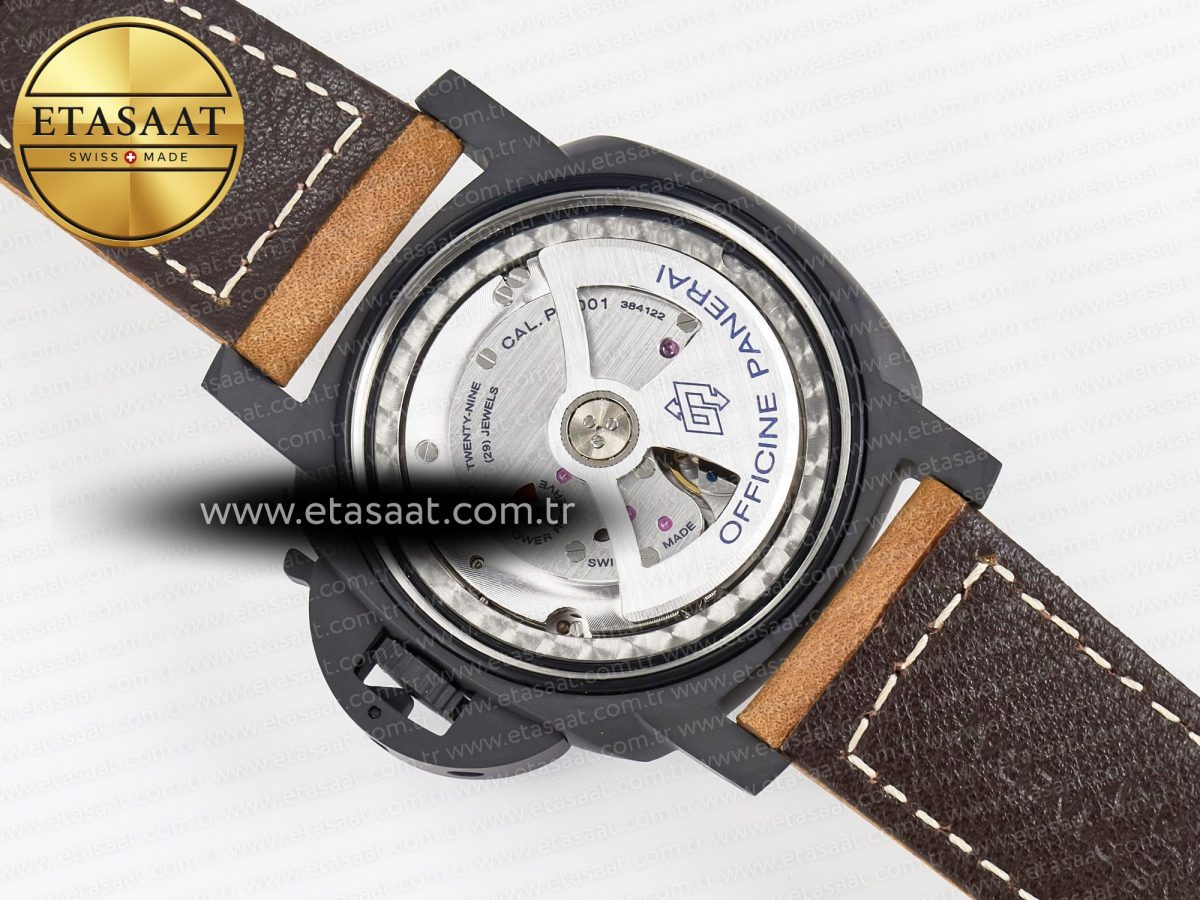 Panerai PAM441 Luminor Due VSF Best Edition Black Dial Black Carbon Bezel on Brown Asso Strap AXXXIV - Görsel 20