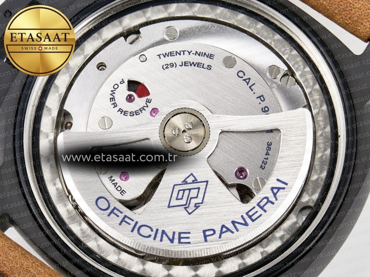 Panerai PAM441 Luminor Due VSF Best Edition Black Dial Black Carbon Bezel on Brown Asso Strap AXXXIV - Görsel 24
