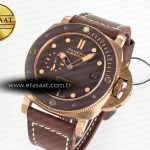 Panerai PAM968 V Bronzo VSF 1:1 Best Edition Brown Ceramic Bezel and Dial on Brown Calfskin Strap P.9010 Clone