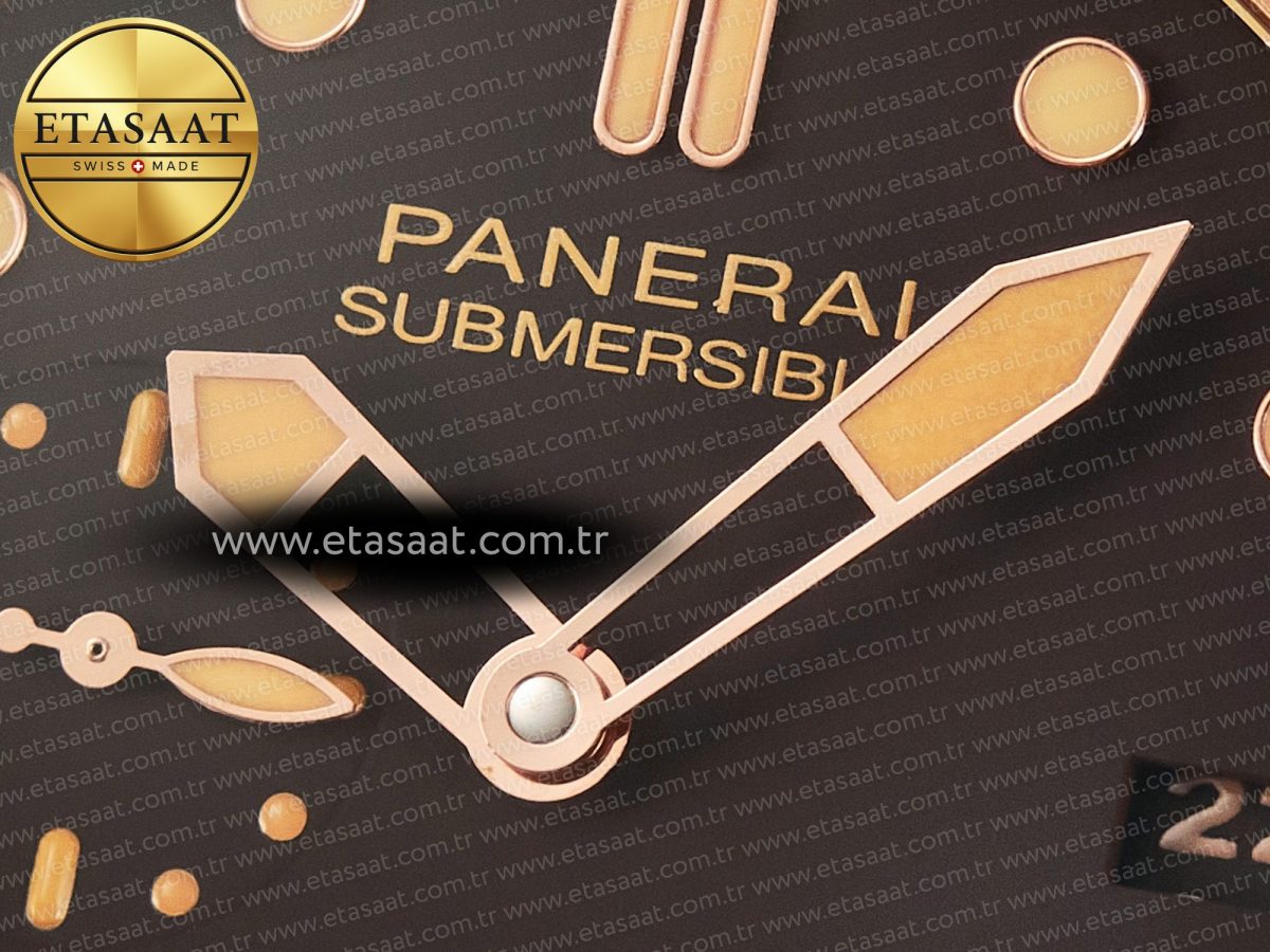 Panerai PAM968 V Bronzo VSF 1:1 Best Edition Brown Ceramic Bezel and Dial on Brown Calfskin Strap P.9010 Clone - Görsel 12