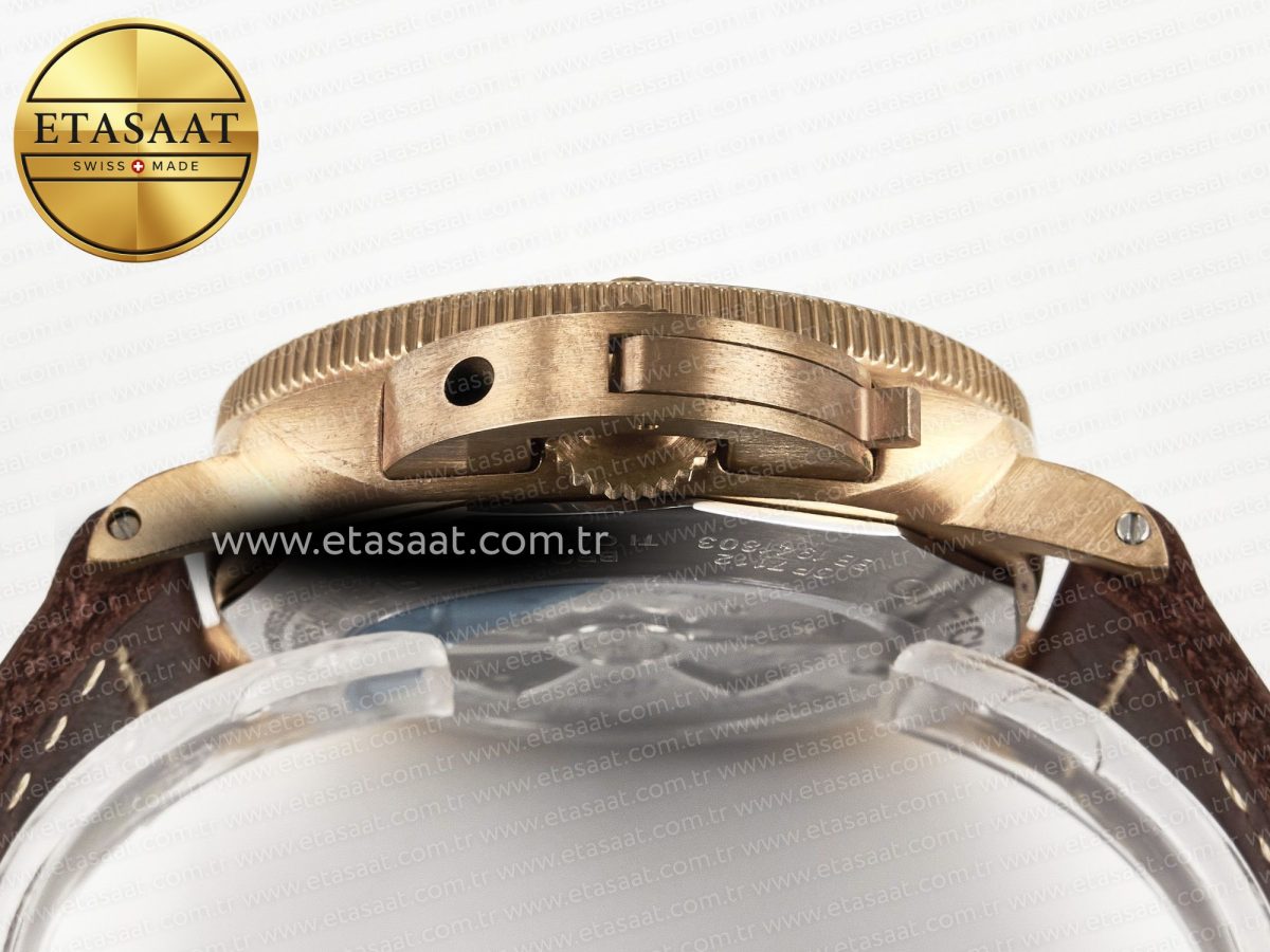 Panerai PAM968 V Bronzo VSF 1:1 Best Edition Brown Ceramic Bezel and Dial on Brown Calfskin Strap P.9010 Clone - Görsel 16