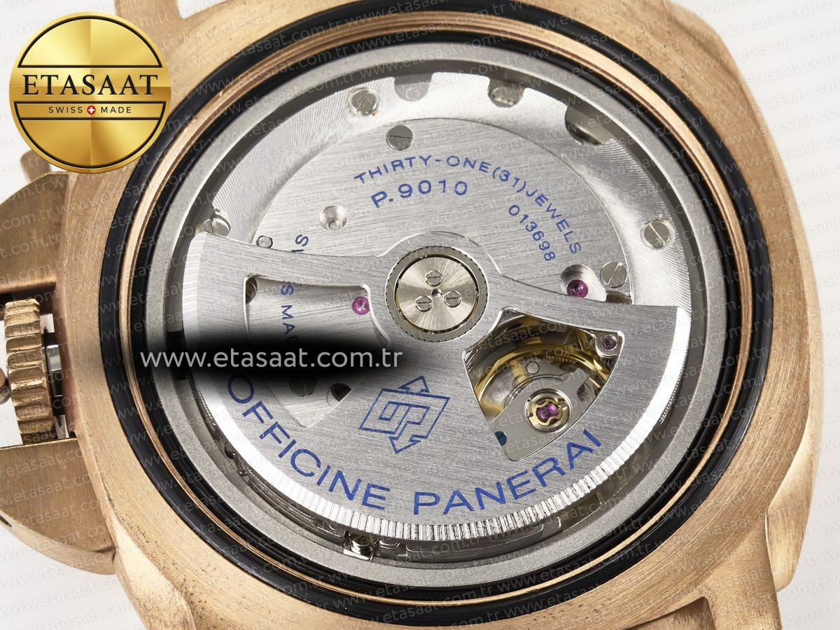 Panerai PAM968 V Bronzo VSF 1:1 Best Edition Brown Ceramic Bezel and Dial on Brown Calfskin Strap P.9010 Clone - Görsel 21