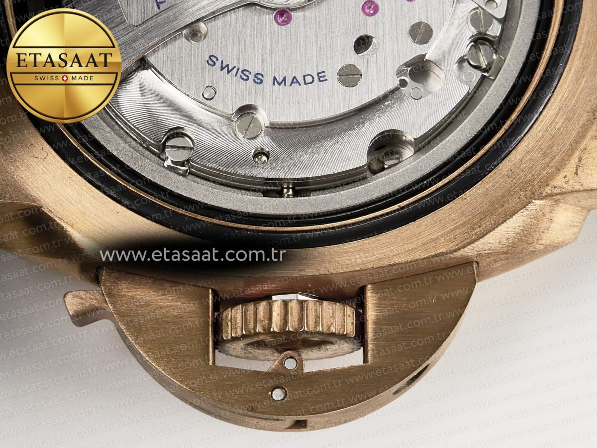 Panerai PAM968 V Bronzo VSF 1:1 Best Edition Brown Ceramic Bezel and Dial on Brown Calfskin Strap P.9010 Clone - Görsel 24