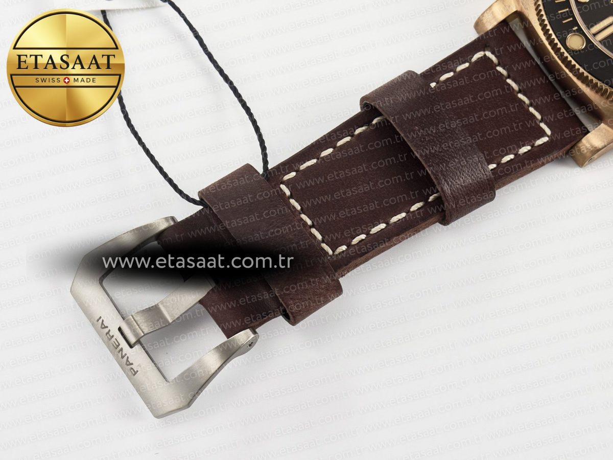 Panerai PAM968 V Bronzo VSF 1:1 Best Edition Brown Ceramic Bezel and Dial on Brown Calfskin Strap P.9010 Clone - Görsel 27