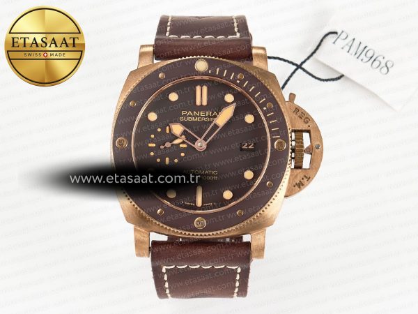 Panerai PAM968 V Bronzo VSF Kahve Seramik and Kadran Clone Eta Saat - Görsel 3 - 1:1 Süper Klon Saat