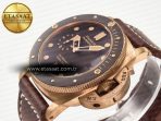 Panerai PAM968 V Bronzo VSF 1:1 Best Edition Brown Ceramic Bezel and Dial on Brown Calfskin Strap P.9010 Clone - Görsel 6