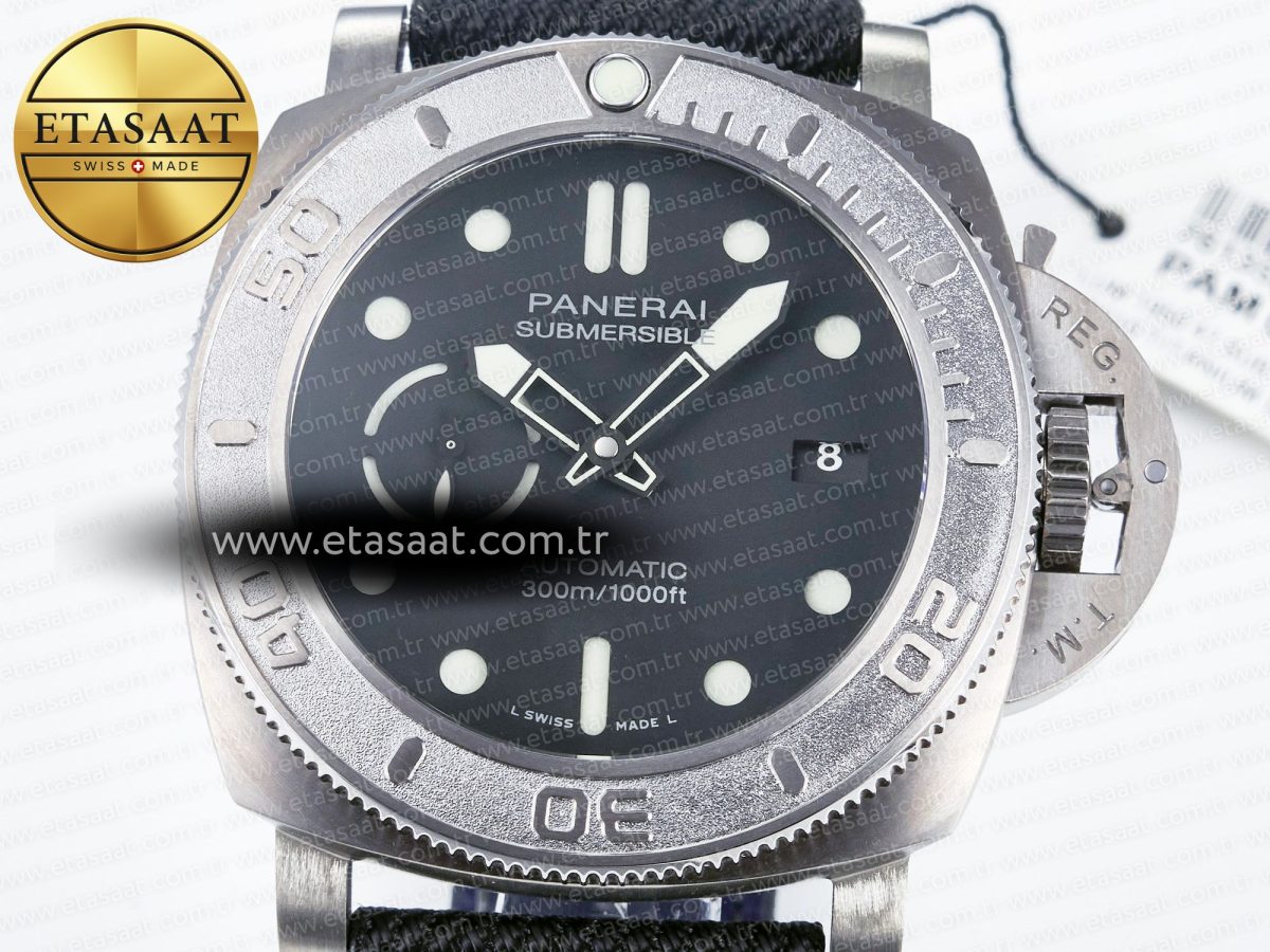 Panerai PAM984 Mike Horn Submersible VSF 1:1 Best Edition Black Dial on Black Nylon Strap P.9010 Clone - Görsel 4