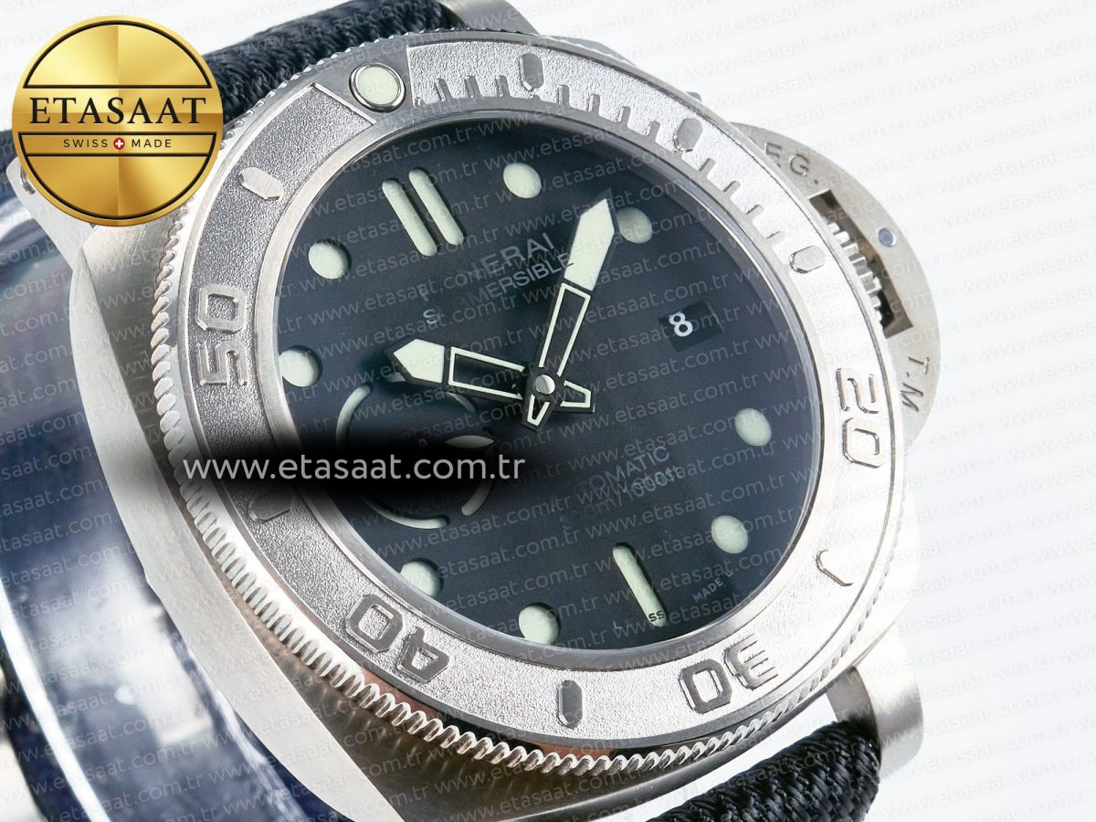 Panerai PAM984 Mike Horn Submersible VSF 1:1 Best Edition Black Dial on Black Nylon Strap P.9010 Clone - Görsel 5