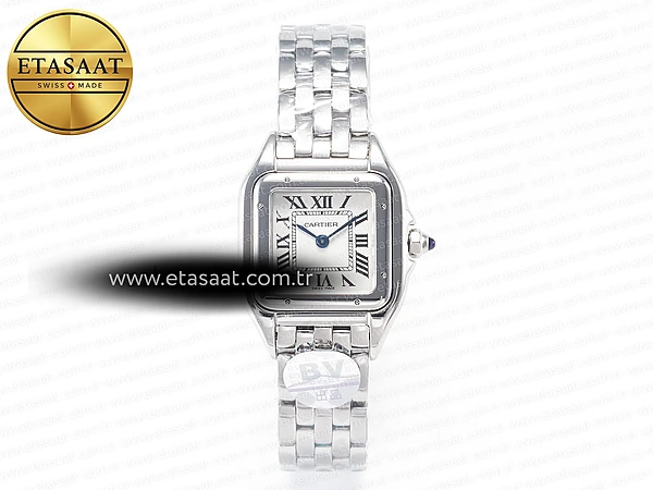 Cartier Panthère de Cartier 27mm Beyaz Kadran Çelik Bilezik BVF Swiss Quartz Super Clone ETA – Ön Cephe Kadran ve Kasa Görünümü