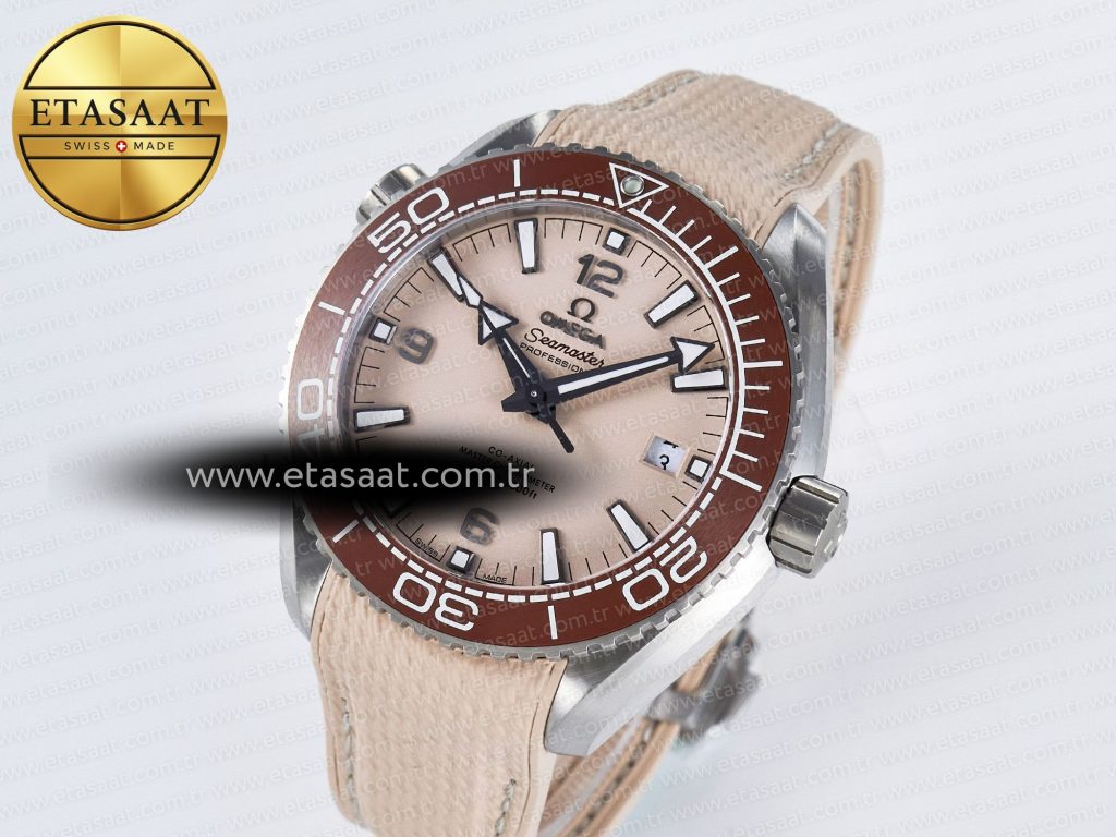 planet ocean 43 5mm ss vsf 11 best edition brown bezel sand dial on sand rubber strap a8900 super clone2