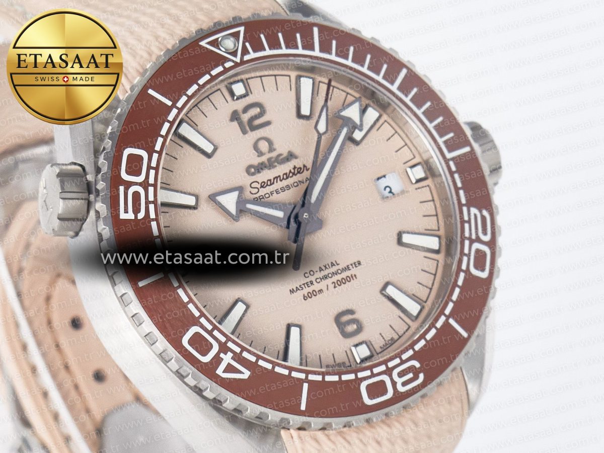 Omega Planet Ocean 43.5mm SS VSF 1:1 Best Edition Brown Bezel Sand Dial on Sand Rubber Strap A8900 Super Clone - Görsel 5