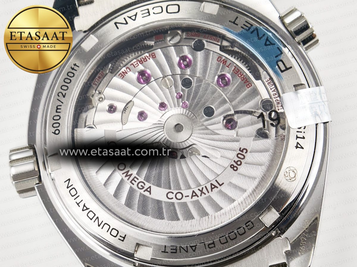 Omega Planet Ocean 600M Co-Axial GMT 43.5mm VSF 1:1 Best Edition Blue Dial Blue Ceramic Bezel on SS Bracelet A8605 Super Clone - Görsel 18