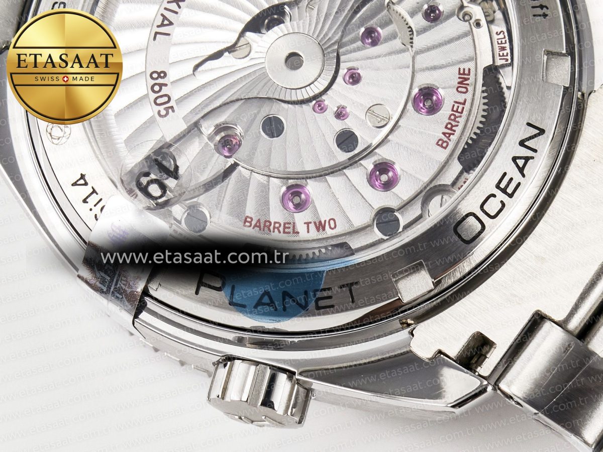 Omega Planet Ocean 600M Co-Axial GMT 43.5mm VSF 1:1 Best Edition Blue Dial Blue Ceramic Bezel on SS Bracelet A8605 Super Clone - Görsel 20