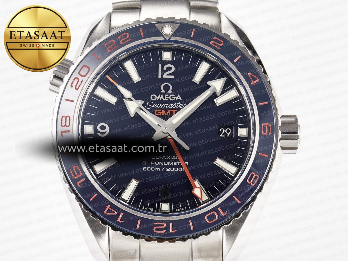 Omega Planet Ocean 600M Co-Axial GMT 43.5mm VSF 1:1 Best Edition Blue Dial Blue Ceramic Bezel on SS Bracelet A8605 Super Clone - Görsel 4