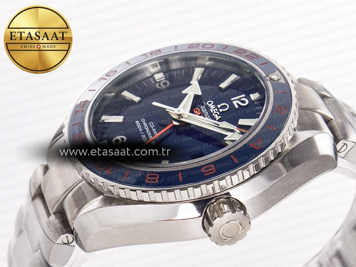 Omega Planet Ocean 600M Co-Axial GMT 43.5mm VSF 1:1 Best Edition Blue Dial Blue Ceramic Bezel on SS Bracelet A8605 Super Clone - Görsel 6