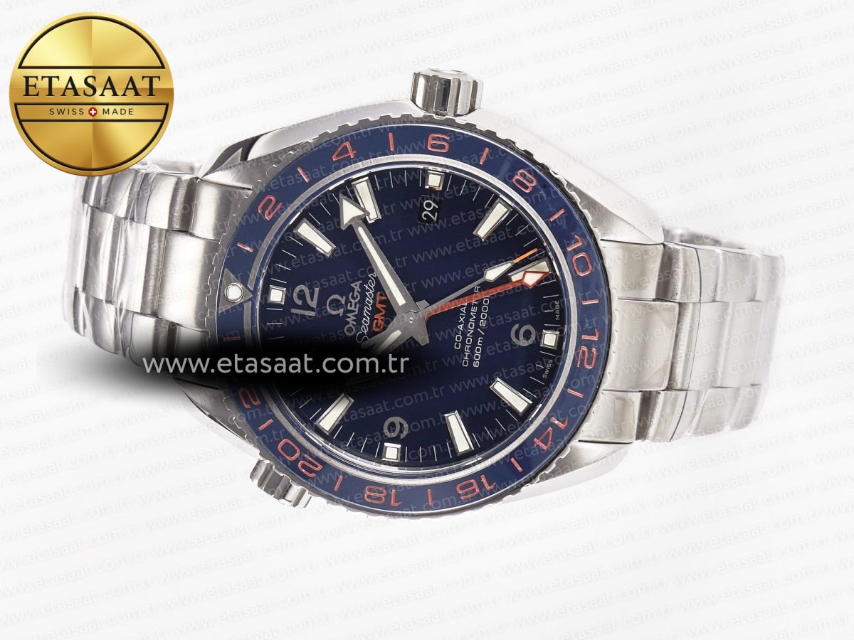 Omega Planet Ocean 600M Co-Axial GMT 43.5mm VSF 1:1 Best Edition Blue Dial Blue Ceramic Bezel on SS Bracelet A8605 Super Clone - Görsel 9