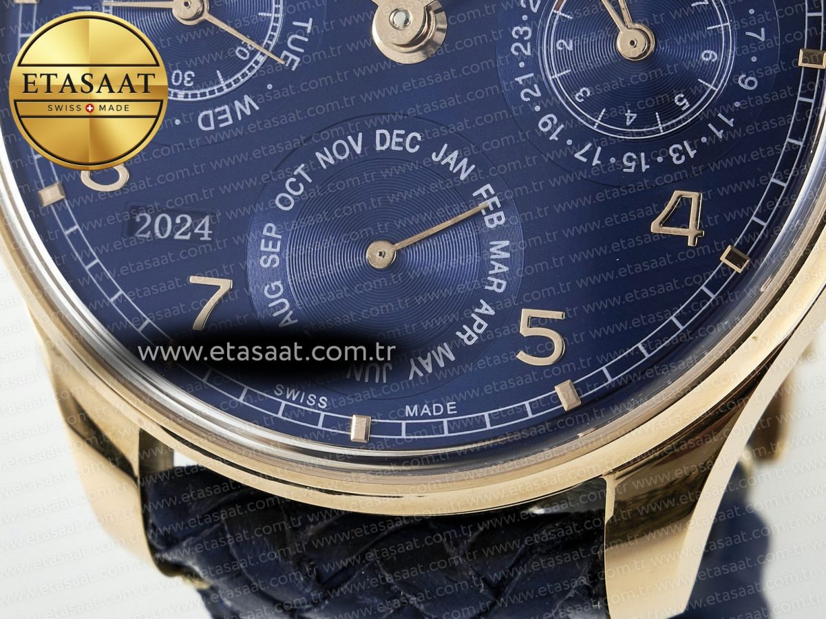IWC Portugieser Perpetual Calendar 5033 Blue Dial on Blue Leather A52610 - Görsel 12
