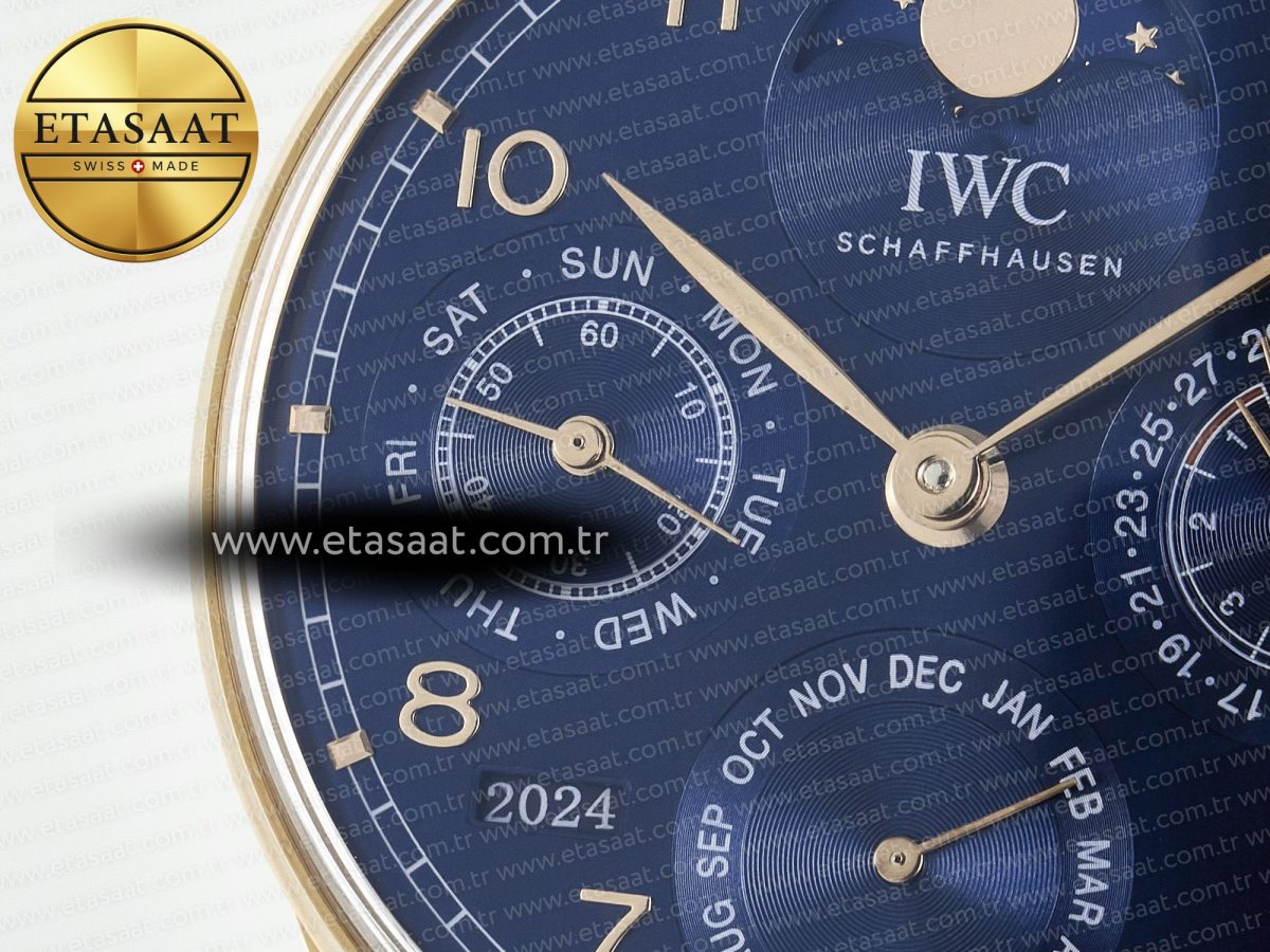 IWC Portugieser Perpetual Calendar 5033 Blue Dial on Blue Leather A52610 - Görsel 13