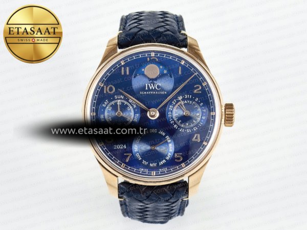 IWC Portugieser Daimi Takvim 5033 Mavi Kadran Eta Saat - 1:1 Süper Klon Replika Saat