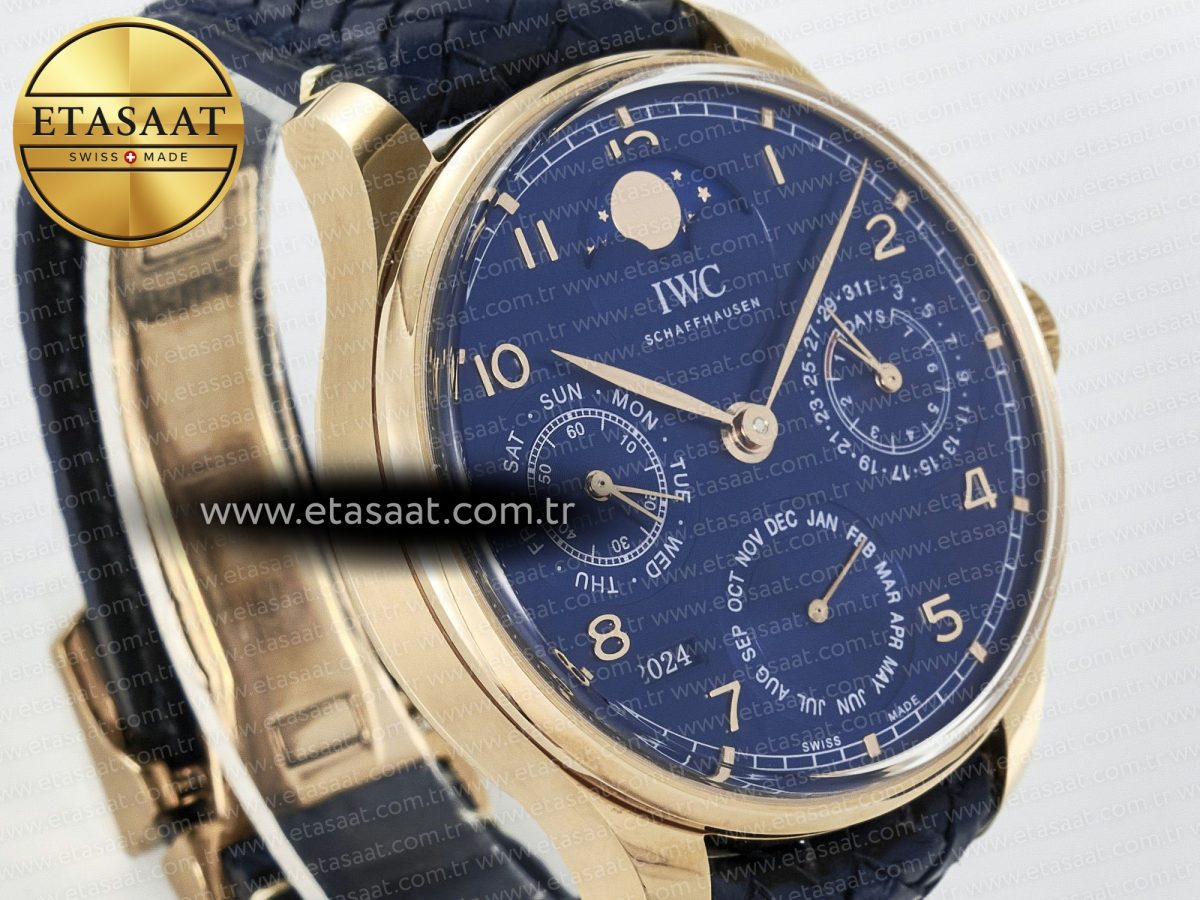 IWC Portugieser Perpetual Calendar 5033 Blue Dial on Blue Leather A52610 - Görsel 5