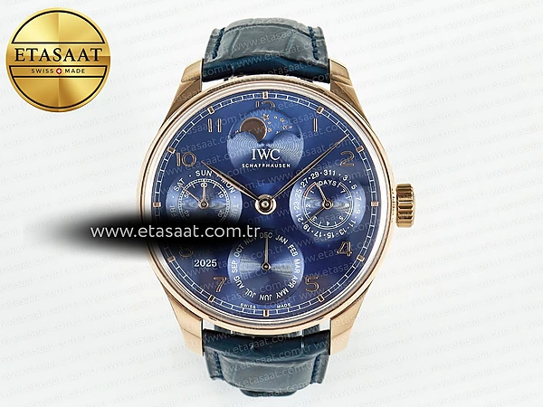 IWC Portugieser Daimi Takvim RG 5033 Mavi A52610 S2 Eta Saat - 1:1 Süper Klon Replika Saat