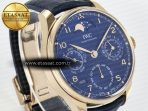 IWC Portugieser Perpetual Calendar RG 5033 Blue Dial on Blue Leather Strap A52610 - Görsel 5