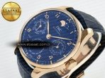 IWC Portugieser Perpetual Calendar RG 5033 Blue Dial on Blue Leather Strap A52610 - Görsel 6