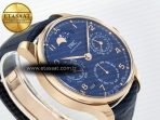 IWC Portugieser Perpetual Calendar RG 5033 Blue Dial on Blue Leather Strap A52610 - Görsel 7
