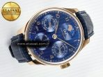 IWC Portugieser Perpetual Calendar RG 5033 Blue Dial on Blue Leather Strap A52610 - Görsel 8