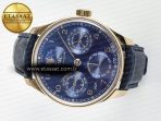 IWC Portugieser Perpetual Calendar RG 5033 Blue Dial on Blue Leather Strap A52610 - Görsel 9