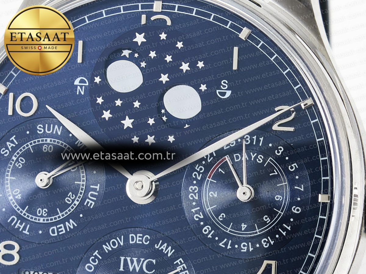 IWC Portugieser Perpetual Calendar SS 5033  Blue Dial on Black A52610 - Görsel 10