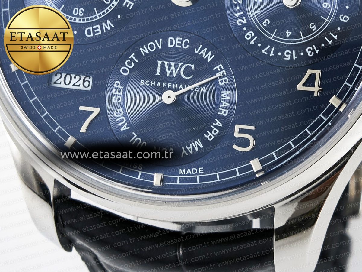 IWC Portugieser Perpetual Calendar SS 5033  Blue Dial on Black A52610 - Görsel 12