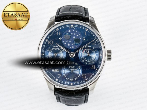 IWC Portugieser Daimi Takvim 5033 Mavi Kadran A52610 Eta Saat - 1:1 Süper Klon Replika Saat